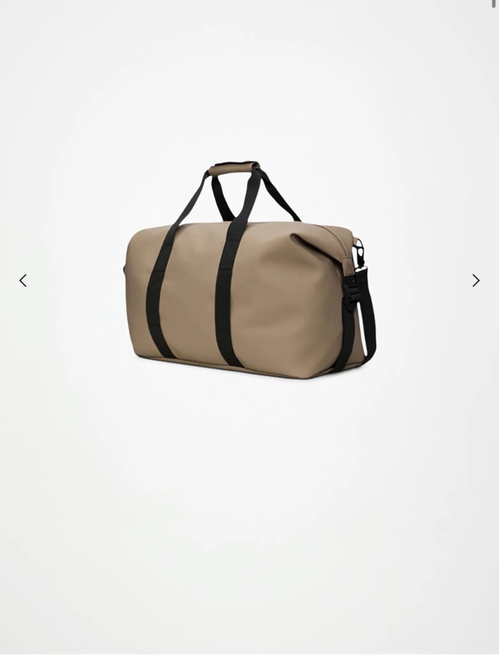 Rains Tan Duffel Bag with Black Straps